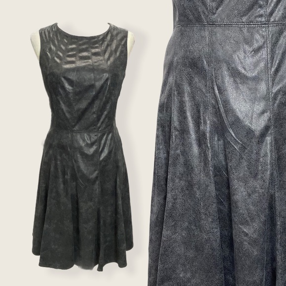 Vince Camuto EUC Faux Matte Leather Midi Dress 8 - Picture 1 of 16
